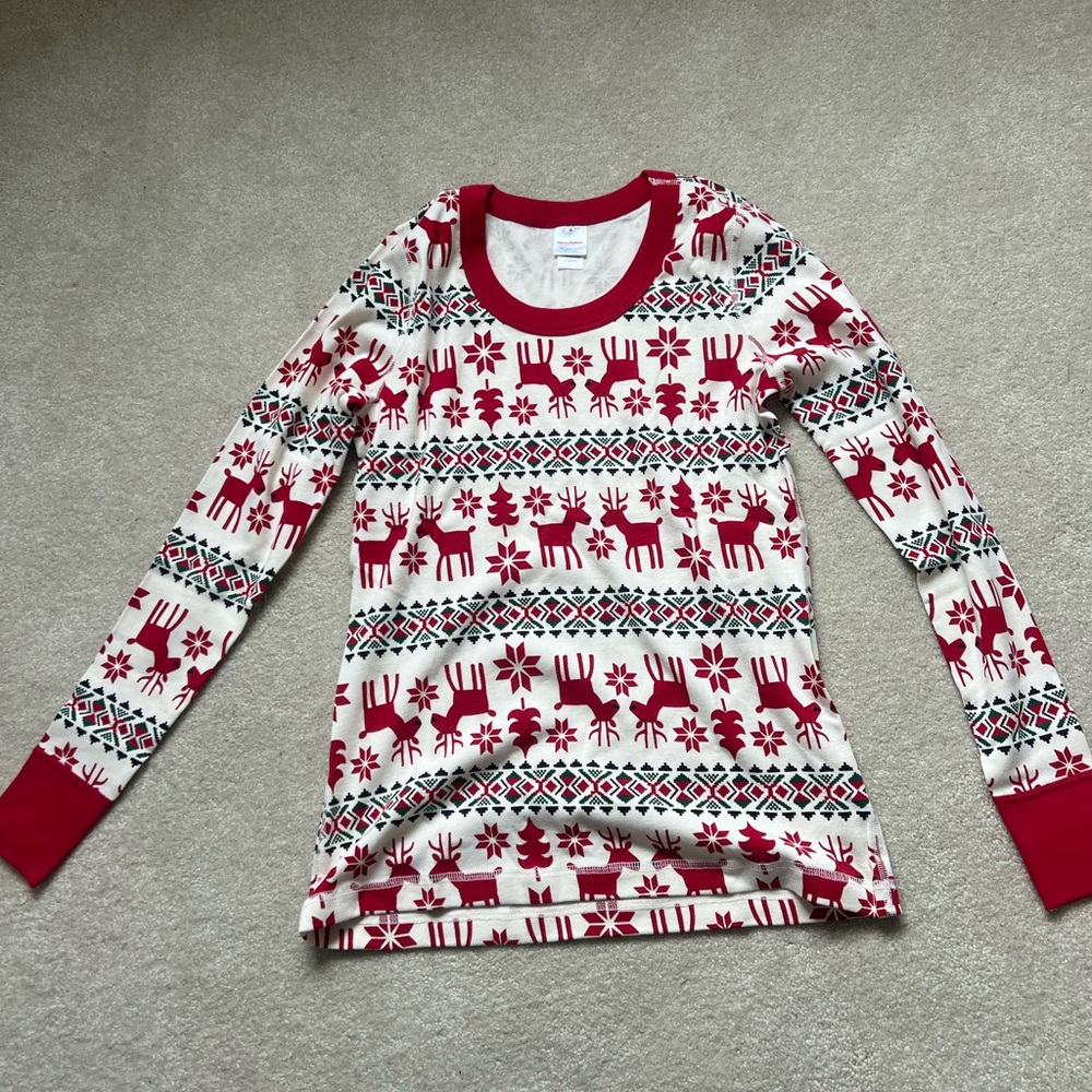 Hanna Andersson Holiday long John pajama top dear deer-NWT size M